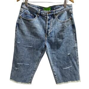 Sandrine Rose Free People Original Blue Raw Hem Denim Bermuda Shorts Sz‎ 28 New